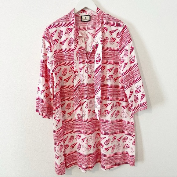TUCKERNUCK Pink Coquilles Marseilla Caftan Dress Shell Coastal Size Small S - Picture 2 of 6
